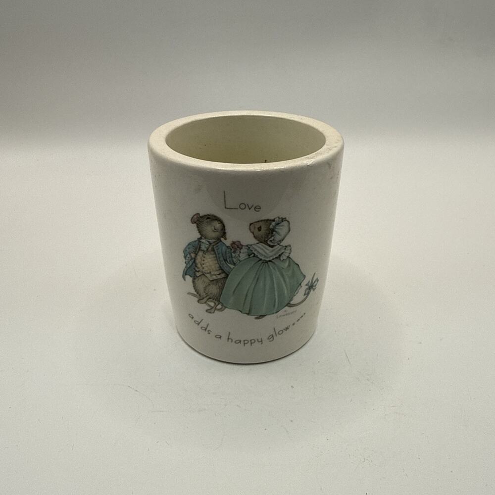 Vintage Tiny Talk Candle Holder Ceramic 1980s Mouse Cottage Core Love Victorian